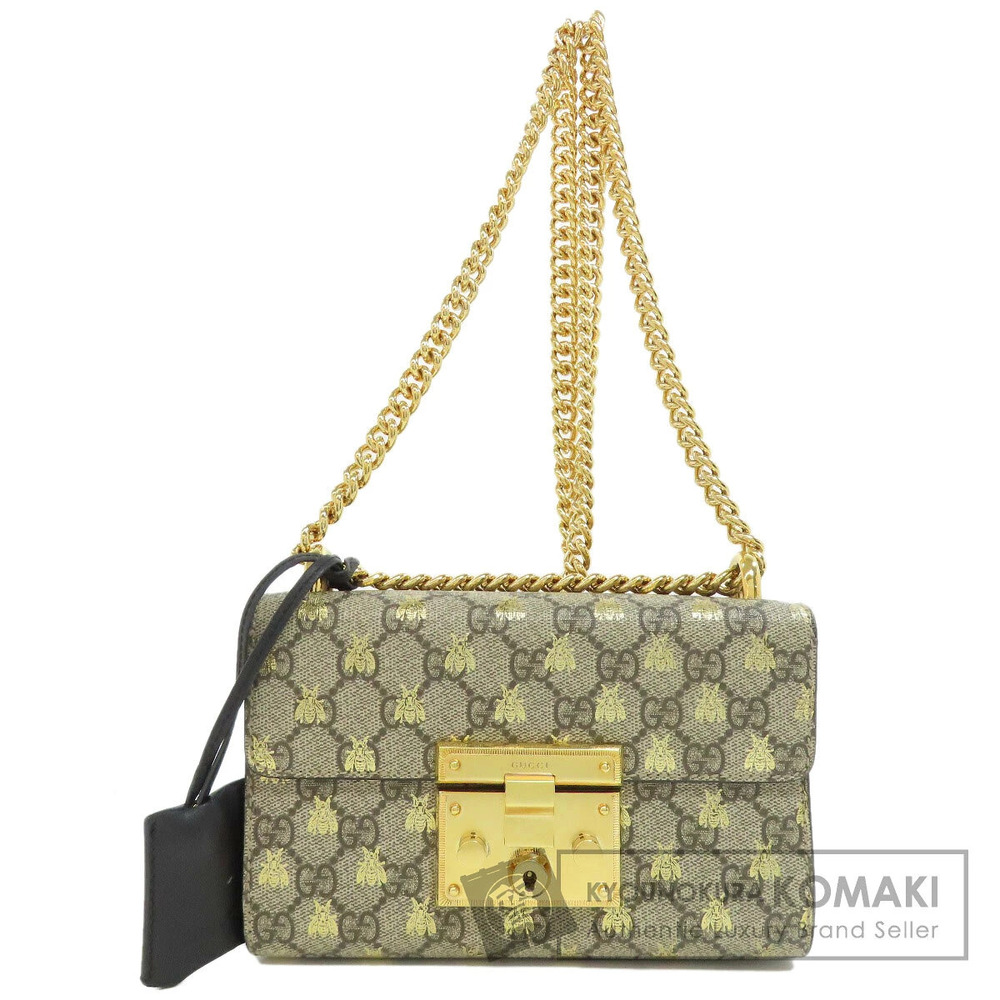 Gucci Chain Shoulder Padlock GG Supreme Bag Leather